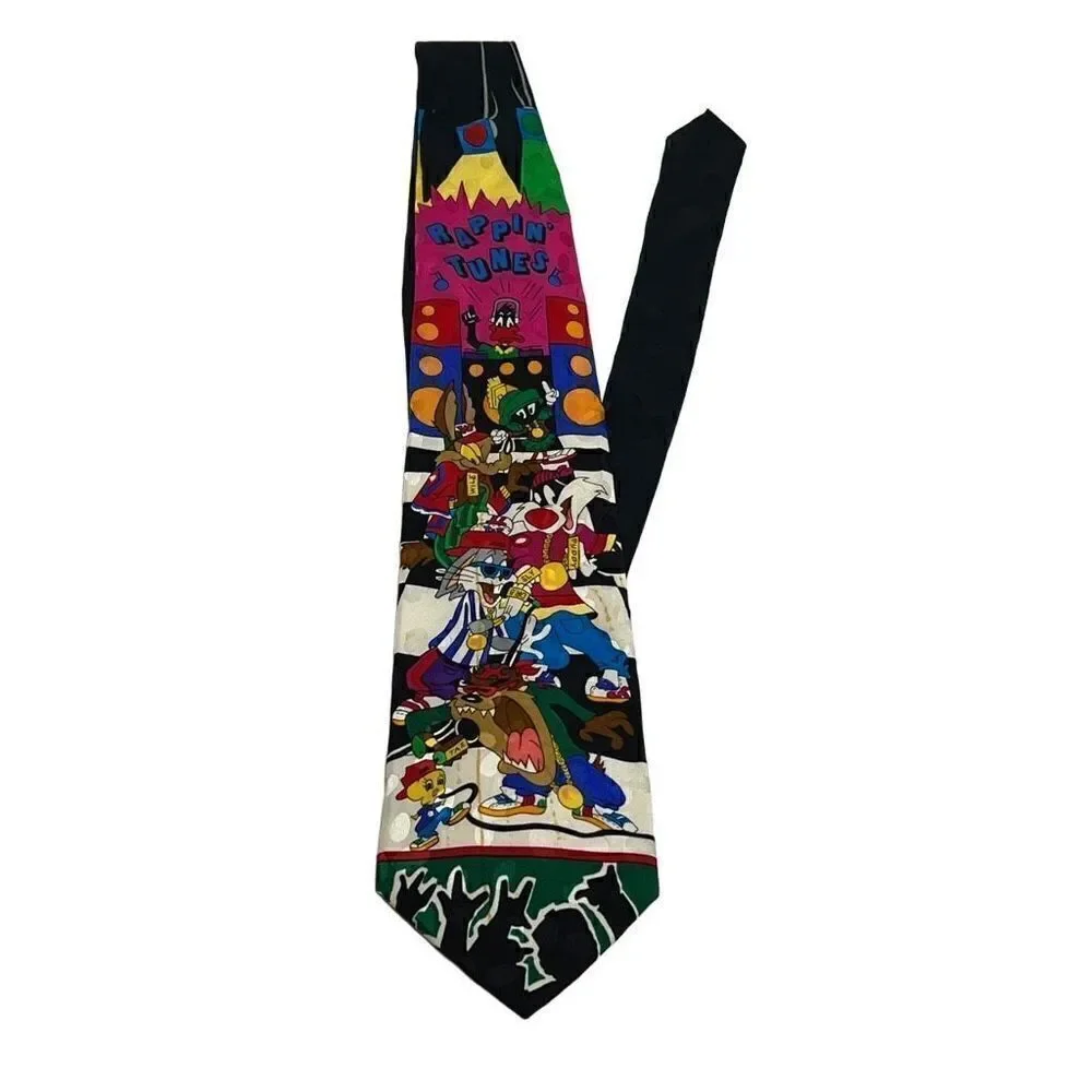 Vintage Looney Tunes silk tie “rappin tunes” 1993